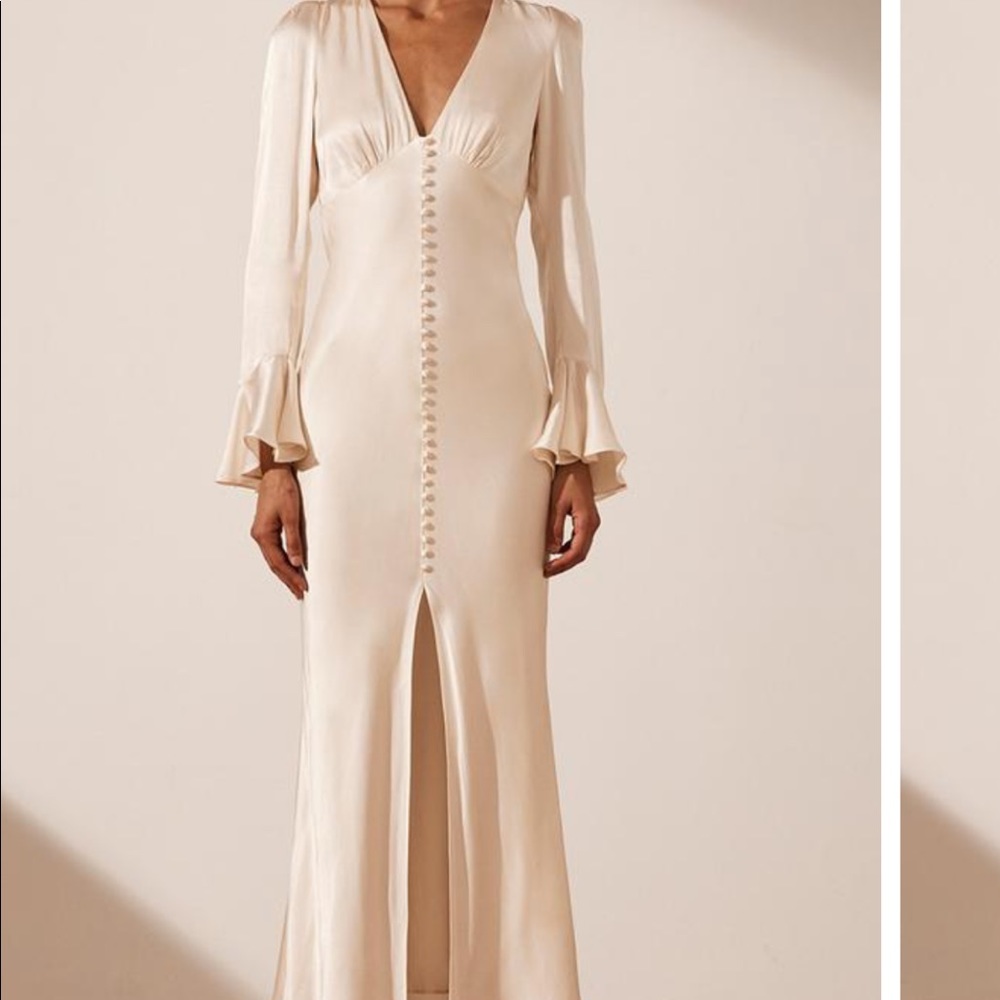 Shona Joy La Lune Frill Cuff Midi Dress